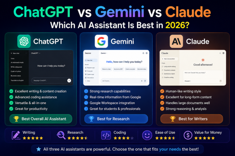 ChatGPT vs Gemini vs Claude: Which AI Assistant Is Best in 2026?
