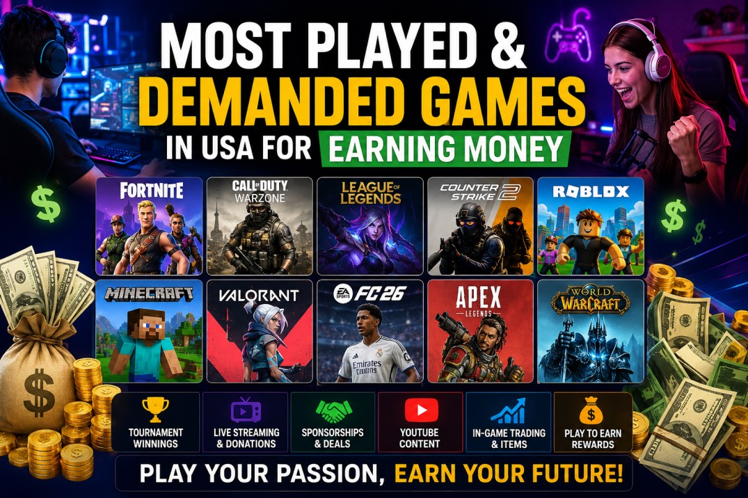 most played games in usa for earning money